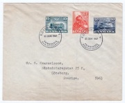 Dania - 1947 Danish Railways Centennial, koperta FDC Sc. 301-3