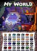 Klocki magnetyczne Typu Minecraft 300szy 5 figurek Jaskinia Lawa. 