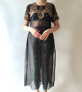 Indyjska tunika vintage retro sukienka czarna