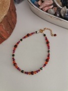  Bransoletka kamienie srebro turmalin jaspis rubin