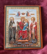 Piękna Ikona prawosławna Święci Cerkwi Prawosławnej Matka Boska Tronująca. 