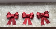 Zestaw 3 ozdobnych czerwonych kokard – dekoracja świąteczna