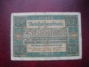 Banknot Niemcy - 10 marka 1920 r.