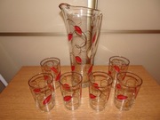 Komplet do napojów, szkło PRL, Wszewłod Sarnecki? Krosno?, vintage