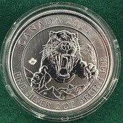 Srebrna moneta 2oz, Tygrys Szablozębny , Royal Canadian Mint, 2023