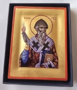 Grecka Ikona Prawosławna drewniana, na desce Święty SPIRYDON. Nowa.