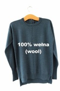 100% wełna sweter wełniany ciemny morski vintage