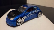Welly Peugeot 206 Tuning Niebieski Mat 1:24 22486
