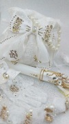 Zestaw komunijny,torebka,świeca,rękawiczki,wianek 