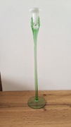Wysoki świecznik szklany art glass/styl Murano