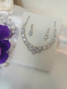 Srebrna kolia - Kolczyki - Cyrkonie i kryształy górskie