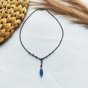 Naszyjnik łańcuszek mieszany niebieski krawatka koraliki niebieskie 