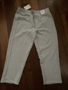 Pull & Bear szare spodnie Dresowe melanż baggy luźne szerokie balloon XL