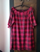 Tunika/ mini sukienka hiszpanka w kratę Quiz L czerwona sukienka w kratę