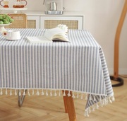 Obrus w paski z eleganckiej tkaniny niebieski 140x250cm