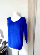 Sweter damski South niebieski oversize z dekoltem V, rozmiar uniwersalny