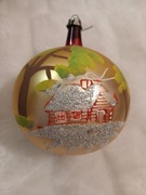 Bombka choinkowa szklana stara z okresu PRL handmade ręcznie malowana