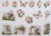 naklejki 15szt różowy mix motyle płotki kwiaty scrapbooking