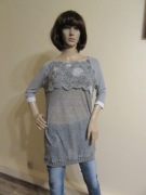 ELISA CAVALETTI DANIELA DALLAVALLE szara długa bluzka dzianinowa charmsy_L