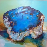 "Błękitem otulone "- abstrakcja, akryl. 