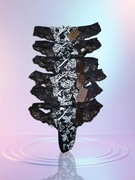 6 szt. Majtki- stringi damskie, S/M, czarne, koronkowe ze wstążką 