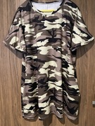 Sukienka-tunika letnia z kieszeniami. Rozmiar 3XL. Militarny wzór.