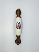 Nowy Uchwyt meblowy retro porcelanowy, stare złoto, rozstaw  96 mm