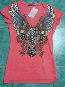 Rockowy T-shirt Angels & Diamonds,  rozm.M , z metką, bardzo zdobiony 
