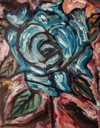 Obraz olejny na płótnie 40 50 Niebieska róża 