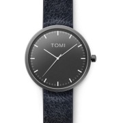 ZEGAREK MĘSKI TOMI LUX CZARNY NA CZARNYM PASKU