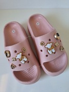 Kroksy, klapki damskie, lekkie, platforma, ozdoby, brudny róż, roz.36