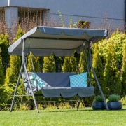 OGRODOWA DUŻA HUŚTAWKA BUJANA ŁAWKA 3 OSOBOWA PREMIUM 2w1+DASZEK 2 PODUSZKI