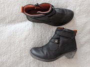 Szare czarne skórzane buty botki Green Comfort 36 jak barefoot jak nowe