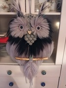 Sowa szaro czarna 35 cm x 65 cm