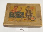 Pudełko z metalowych modeli do skręcania firmy Trix D.R.P