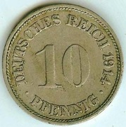 10 PFENNIG 1914 F - piękny stan !!!