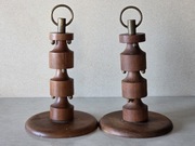 Para obrotowych stojaków do serwowania – Teak & Mosiądz – Szwecja lat 60.