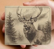 NOWY Skórzany portfel myśliwski JELEŃ Byk. Prezent dla Leśnika. DIANY.