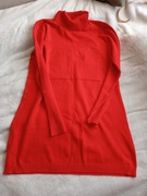 Sweter długi czerwony golf xl