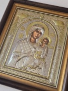 Ikona w kiocie GRECKA na desce Matka Boska z Dzieciątkiem Jezus. IWIERSKA 