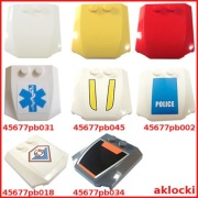 LEGO 45677 PŁYTKA 4x4 dach maska biały ciemny szary czerwony żółty - 1 szt