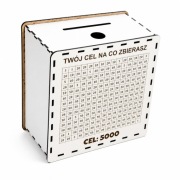 Skarbonka 5000 zł wykreślanka – drewniana, personalizowana HIT na prezent!