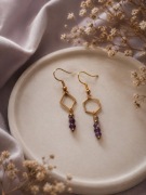 Ametyst stal Asymetryczne kolczyki handmade z Ametystem 
