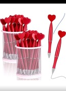 6 szt. Czerwone Długopisy w Kształcie Serca  Prezenty i Dekoracja na Wesele