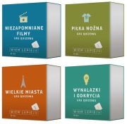 Pakiet Wiem Lepiej 4 dodatki Filmy, Miasta, Piłka nożna, Wynalazki odkrycia