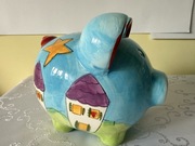 Ceramiczna skarbonka świnka vintage lata 80 ręcznie malowana klasyka