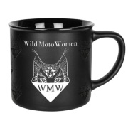 Czarny matowy kubek dla motocyklistki – Wild Moto Women - na prezent