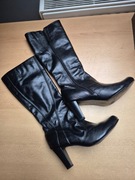 Skórzane kozaki 39, eleganckie, na obcasie