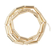 Koraliki Hematyt kolor złoty 14K, rurka ok.4x13 mm., 13 sztuk.