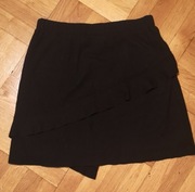 Spódnica czarna wełna mini falbanką  38 24 hm